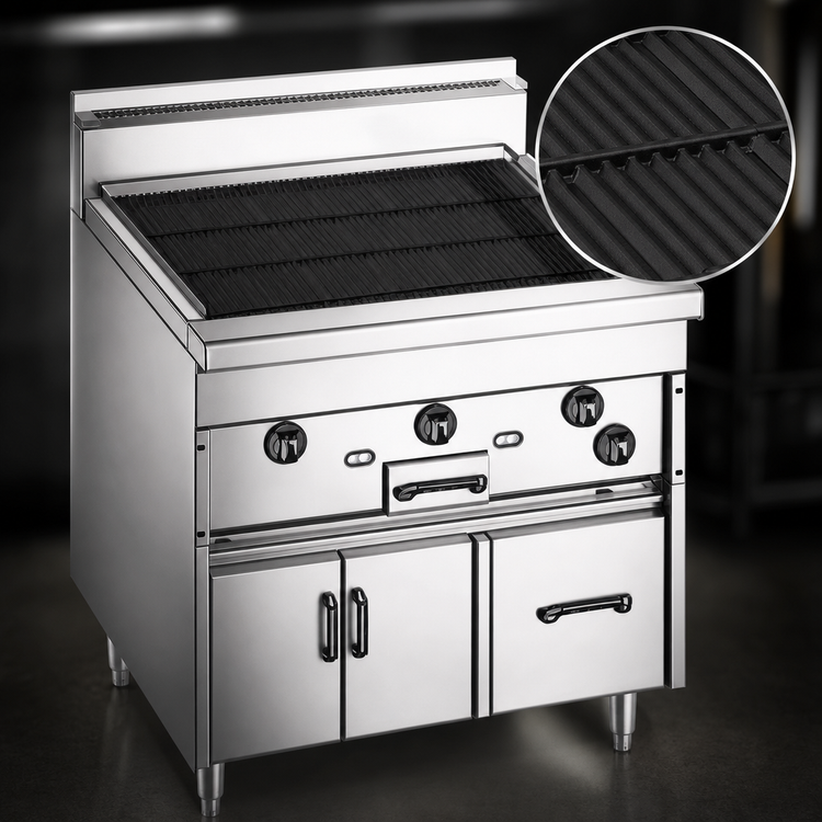 Product image #4 for Bistro 24-Inch Gas Restaurant Range with Chitwood Charbroiler, Cabinet Base, and Smoke-Ejector System