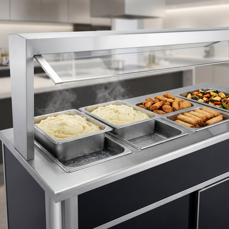 Product image #3 for Atlas Metal BLH-5-BU 5-Well Electric Mobile Buffet Hot Food Serving Counter