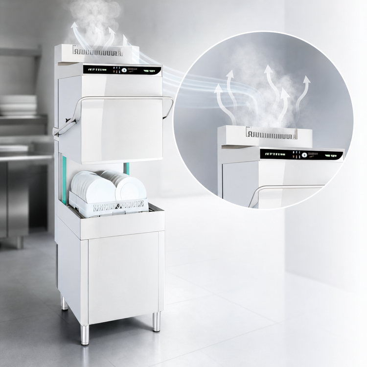Product image #4 for Jet-Tech 757-EV High-Temperature Straight-Thru Door-Type Dishwasher with Built-In Booster, 60 Racks/Hour
