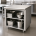 Thumbnail image #4 for Advance Tabco Open Front Cabinet Base Work Table with Mid-Shelf, 72 x 24 Inches, 14 Gauge 304 Stainless Steel Top