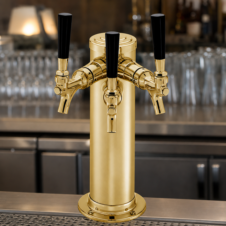 Product image #4 for Perlick 4028TF Countertop Glycol-Cooled 3-Faucet Brass Draft Beer Tower