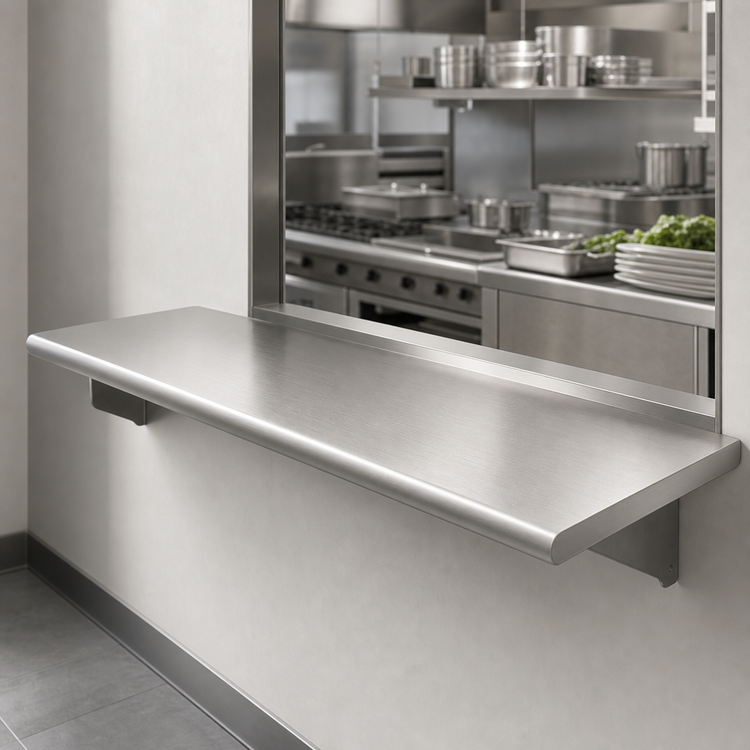 Product image #4 for Pass-Thru Built-In Stainless Steel Shelf with Wall Bracket, 132 Inch W x 24 Inch D