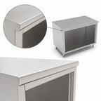Thumbnail image #4 for John Boos 4CO4-2484 84" Stainless Steel Work Table with Open-Front Cabinet Base, 14-Gauge 300 Series Flat Top