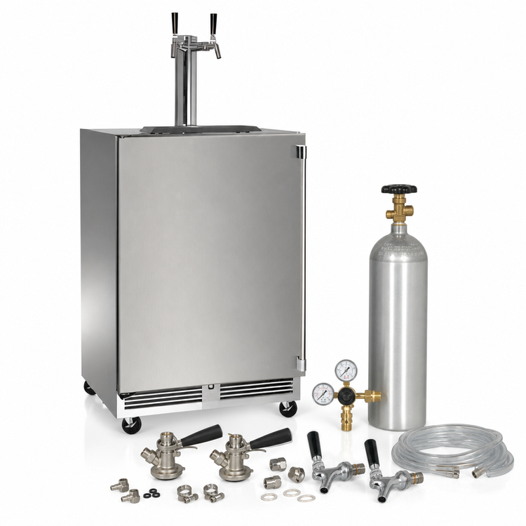 Product image #4 for Perlick 24-Inch Flat Top Mobile Tap Refrigerated Beer Dispenser with 2 Faucets, Stainless Steel