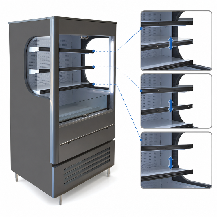 Product image #4 for Beverage-Air Vuemax 35-1/2 Inch Wide Gray Open-Air Merchandiser Refrigerator with 3 Shelves