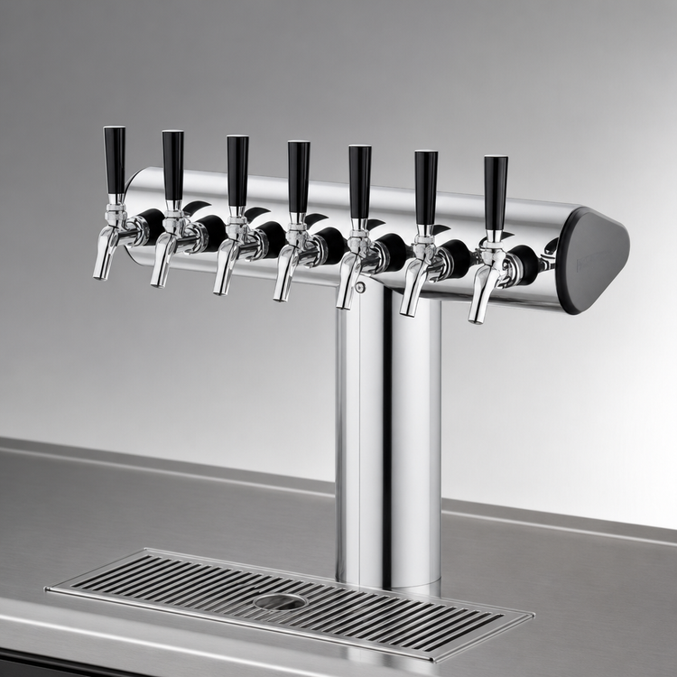 Product image #4 for Perlick Winged Bridge Countertop Glycol-Cooled 8-Faucet Draft Tower, Stainless Steel