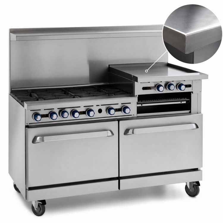 Product image #4 for Imperial Pro Series 60-Inch Gas Restaurant Range with 2 Open Burners, 48-Inch Griddle, Convection Oven, and Standard Oven