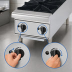Thumbnail image #4 for Toastmaster (Middleby) TMHP2 12-Inch 2-Burner Countertop Gas Hot Plate, Manual Control, Stainless Steel Front