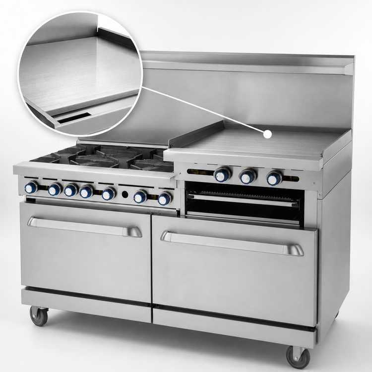 Product image #4 for Imperial Pro Series 60-Inch Commercial Gas Range with 4 Open Burners, 36-Inch Griddle, and 2 Convection Ovens