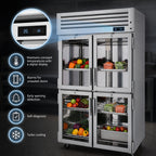 Thumbnail image #4 for Turbo Air PRO PRO-50-4R-G-N Two-Section Reach-In Refrigerator, 47.36 Cu. Ft., 4 Glass Half Doors, Top-Mount Self-Contained