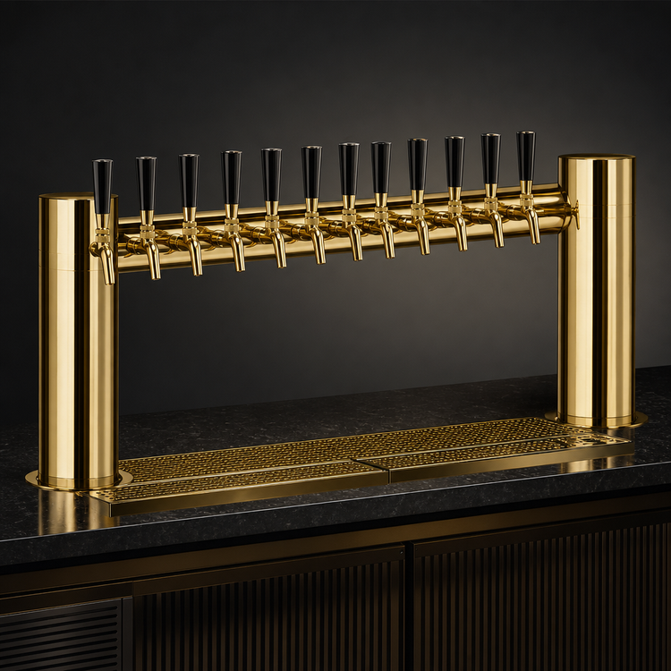 Product image #4 for Metropolis H 12-Faucet Countertop Glycol-Cooled Draft Beer Tower, PVD Brass Finish