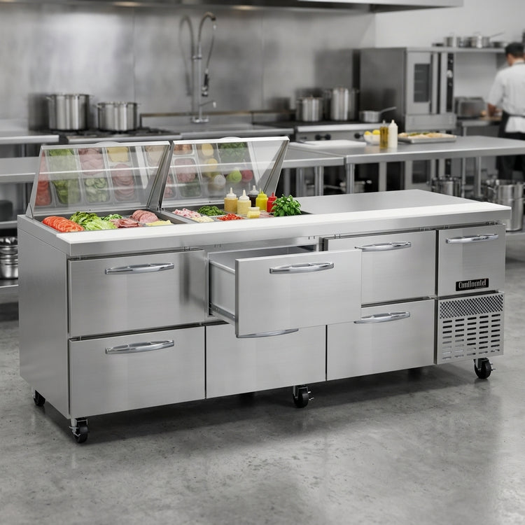 Product image #3 for Continental Refrigerator RA93N24M-D 93-Inch 3-Section Refrigerated Sandwich Prep Table