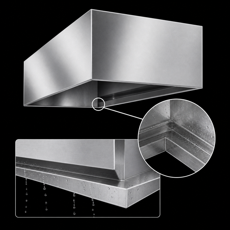 Product image #4 for SpecAir 60-Inch x 48-Inch x 20-Inch Condensate Hood with Exhaust Duct, 304 Stainless Steel