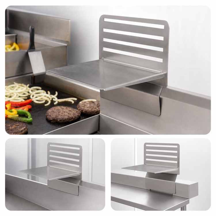 Product image #4 for BK Resources GrillCook Pro Medium Universal Stainless Steel Upright Prep Shelf Stand with 12-Inch Shelf