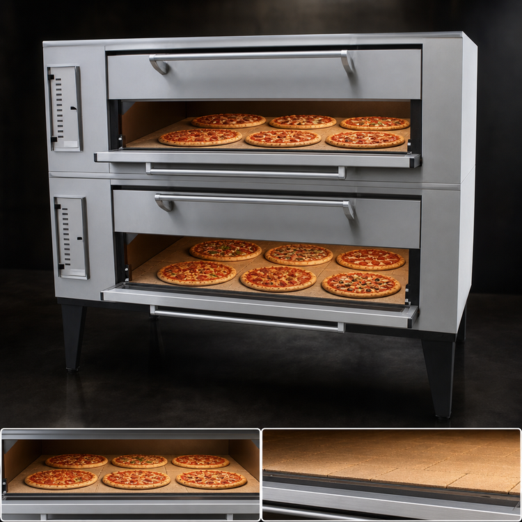 Product image #4 for Marsal SD-660 Stacked Gas Double Deck Pizza Oven with Brick Decks