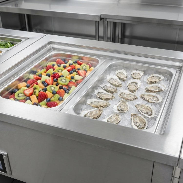 Product image #3 for Thurmaduke TFCP-32PG-N7 32" Mobile 2-Section Flush Mount Cold Pan Unit with Self-Contained R290 Refrigeration