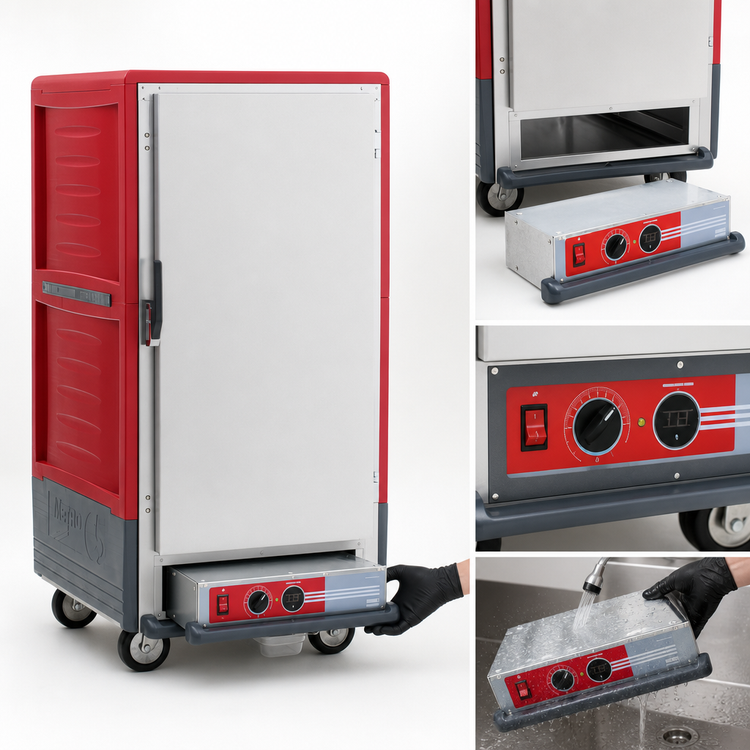 Product image #4 for Metro C5 3 Series 3/4 Height Heated Holding Cabinet with Solid Door and Fixed Wire Slides, Red