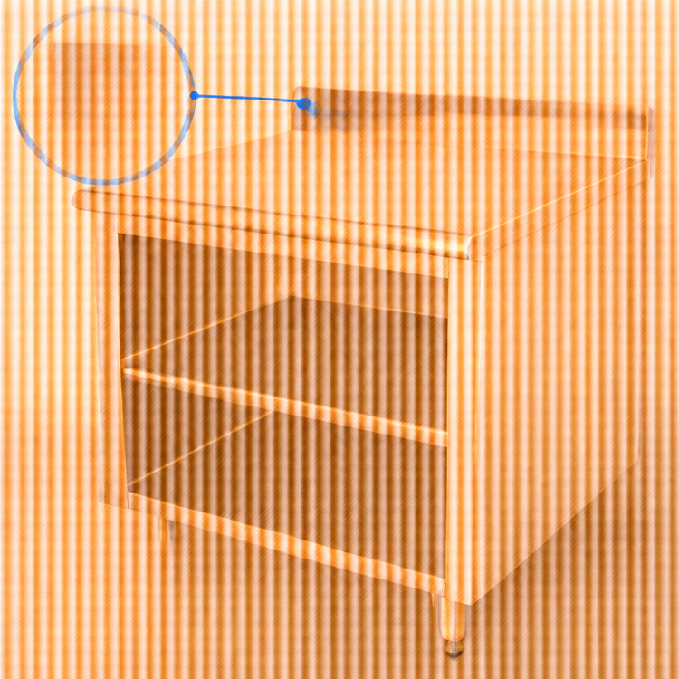 Product image #4 for Advance Tabco 36 Inch x 36 Inch Stainless Steel Work Table with Open Front Cabinet Base, Mid-Shelf, and 5 Inch Backsplash