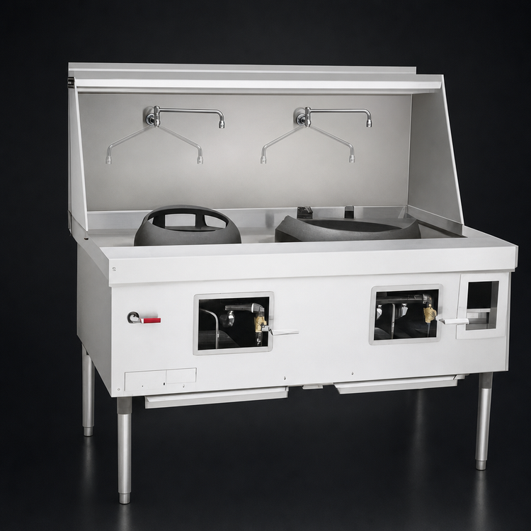 Product image #4 for Town MasterRange 60-Inch Two-Chamber Gas Wok Range, Painted Steel, Without Flue Risers