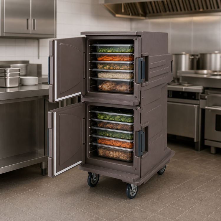 Product image #5 for Cambro Camtherm® Tall Profile Electric Hot/Cold Holding Cart, Double Door, Granite Sand