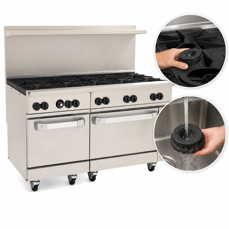 Product image #4 for Vulcan Endurance 60-Inch Commercial Gas Restaurant Range with 10 Open Burners, Standard Oven Left and Convection Oven Right