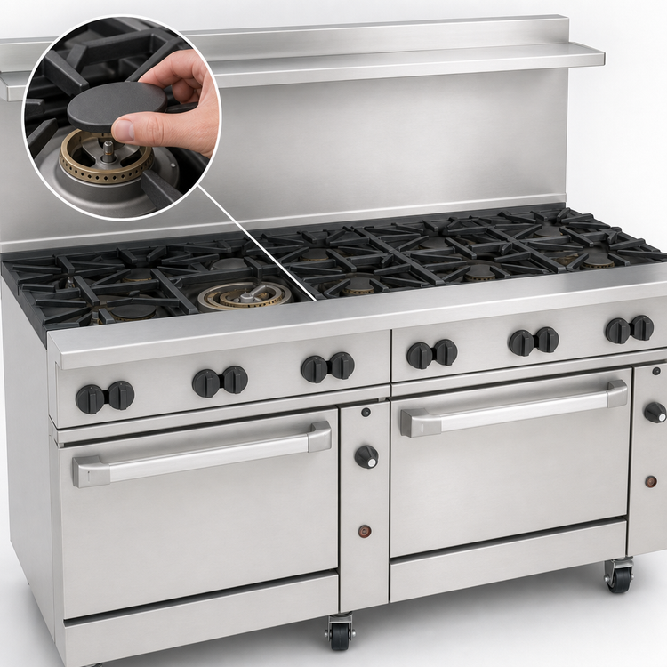 Product image #4 for Wolf Challenger XL 72-Inch Commercial Gas Restaurant Range with 12 Open Burners, Standard Oven and Convection Oven