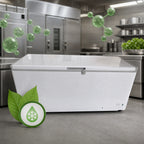 Thumbnail image #4 for Excellence Commercial Products BD-19 19.1 Cu. Ft. Commercial Chest Freezer, White, Locking Solid Hinged Lid, Casters
