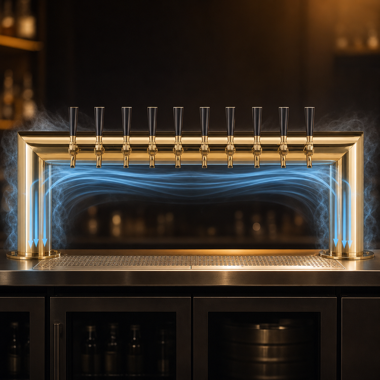 Product image #4 for Pass-Thru Countertop 10-Faucet Air-Cooled Draft Beer Tower with PVD Brass Finish