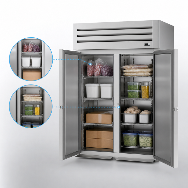 Product image #4 for True Spec Series Roll-In Two-Section Reach-In Freezer with Stainless Steel Doors