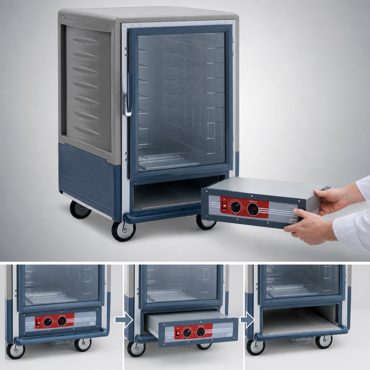 Product image #4 for Metro C5 3 Series Half-Height Heated Holding Cabinet, Gray Insulation Armour, Clear Door, Fixed Wire Slides
