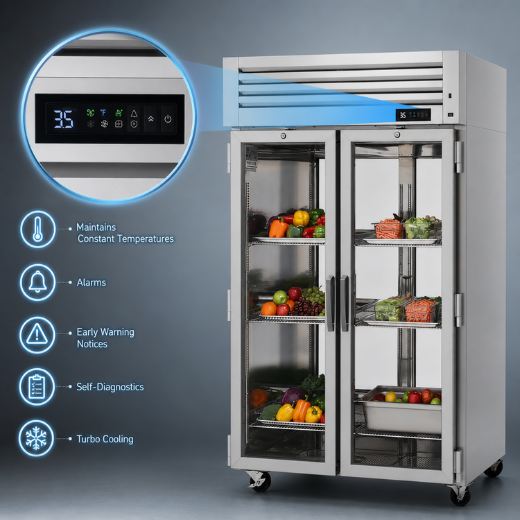 Product image #4 for Turbo Air PRO Series Pass-Thru Two-Section Reach-In Refrigerator, 53.87 Cu. Ft., Top-Mount, Glass/Solid Doors