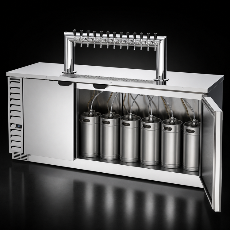 Product image #4 for Beverage-Air DD94HC-S-12T 12-Tap Solid Door Direct Draw Beer Dispenser, 5 Half-Keg Capacity
