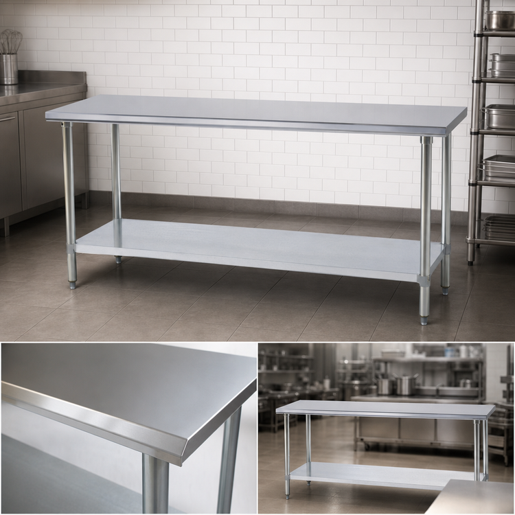 Product image #4 for Duke Manufacturing 144-Inch x 24-Inch Stainless Steel Work Table with Open Base and Galvanized Undershelf