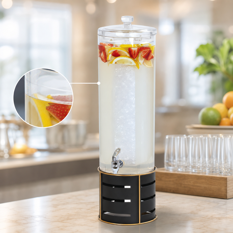 Product image #4 for Empire Round Single Beverage Dispenser with Ice Chamber, Black, 10-1/2 Inch Diameter x 24 Inch H