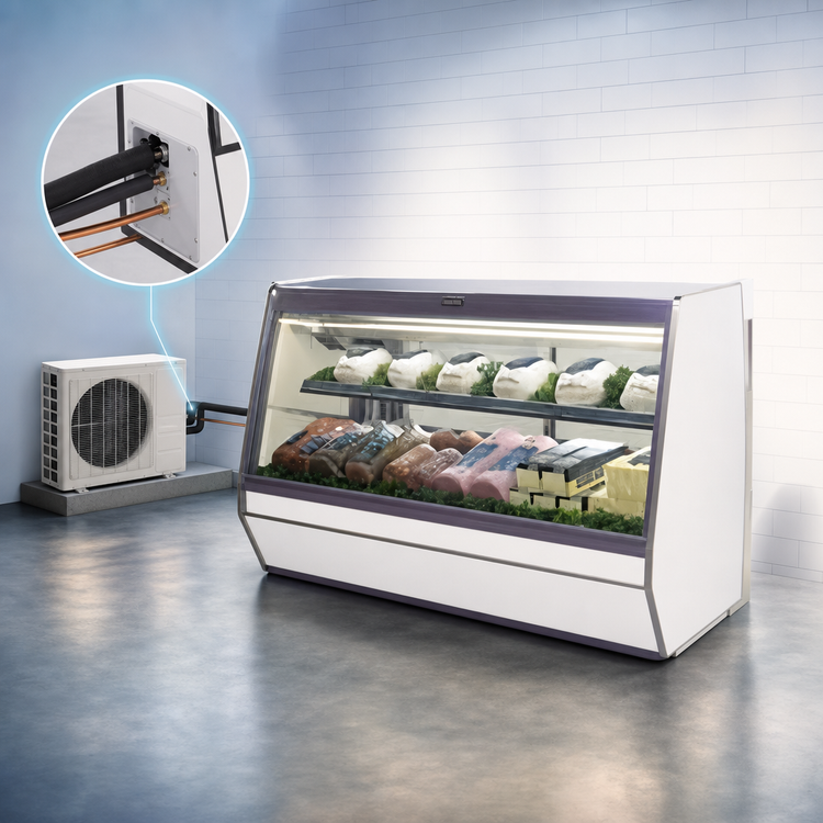 Product image #4 for Howard-McCray 74-Inch Curved Glass Remote Refrigerated Deli Meat & Cheese Service Case with LED Lighting