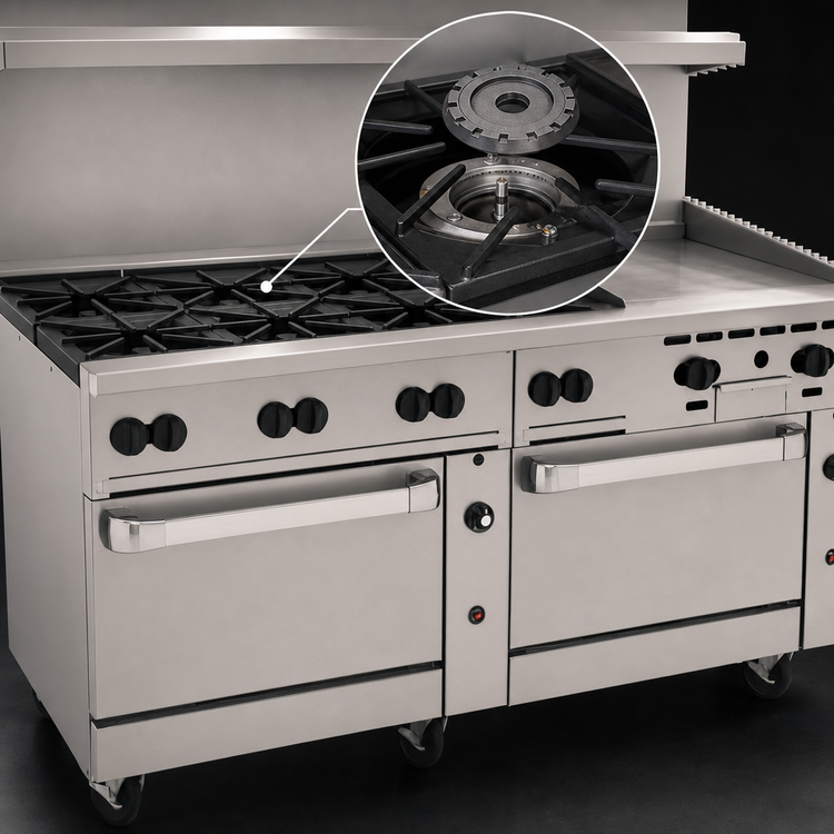 Product image #4 for Wolf Challenger XL 72-Inch Gas Restaurant Range with 8 Open Burners, 24-Inch Griddle, and 2 Standard Ovens