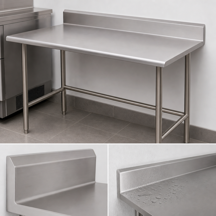 Product image #4 for Advance Tabco Stainless Steel Work Table with 5-Inch Backsplash, 84 x 36 Inches, 14-Gauge 304 Top