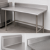 Thumbnail image #4 for Advance Tabco Stainless Steel Work Table with 5-Inch Backsplash, 84 x 36 Inches, 14-Gauge 304 Top