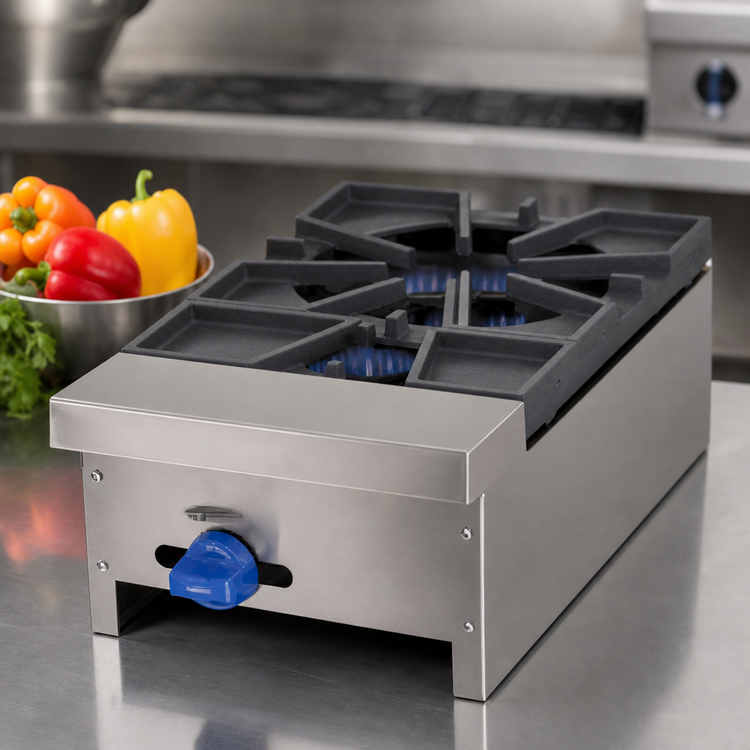 Product image #4 for Comstock-Castle FHP3 Countertop Gas Hot Plate, 36 Inch Wide, 3 Burner, Stainless Steel, Without Legs