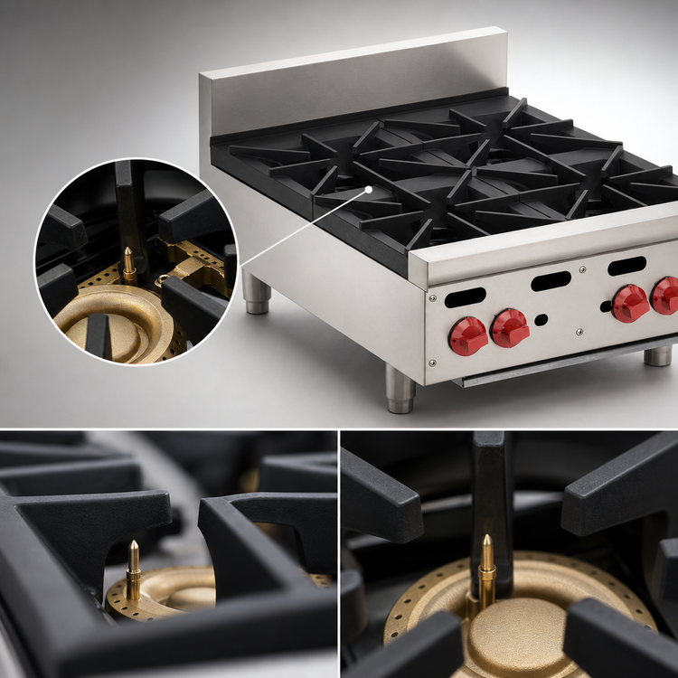 Product image #4 for Wolf Achiever AHP424 24-Inch Countertop Gas Hotplate with 4 Open Burners