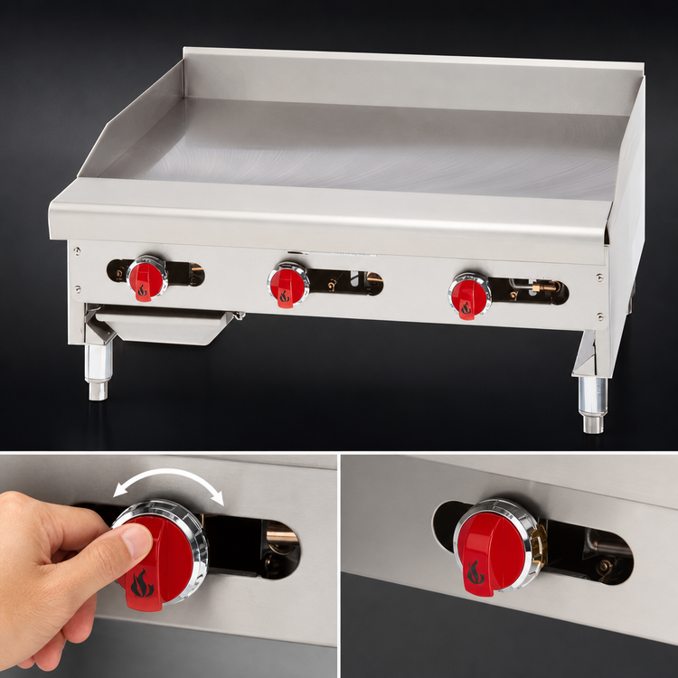 Product image #4 for American Range 36-Inch Manual Countertop Gas Griddle with 24-Inch Smooth Polished Steel Plate