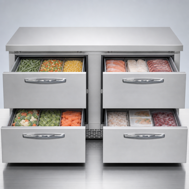 Product image #4 for Continental Refrigerator SWF60N-FB-D 60" Two-Section Work Top Freezer with Drawers
