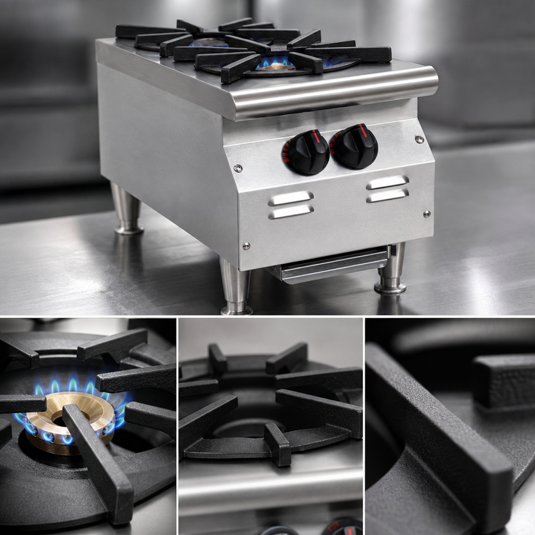 Product image #4 for RedHots Chef's Line 12-Inch Flat Top Countertop Gas Hot Plate, 2 Burners, Natural Gas