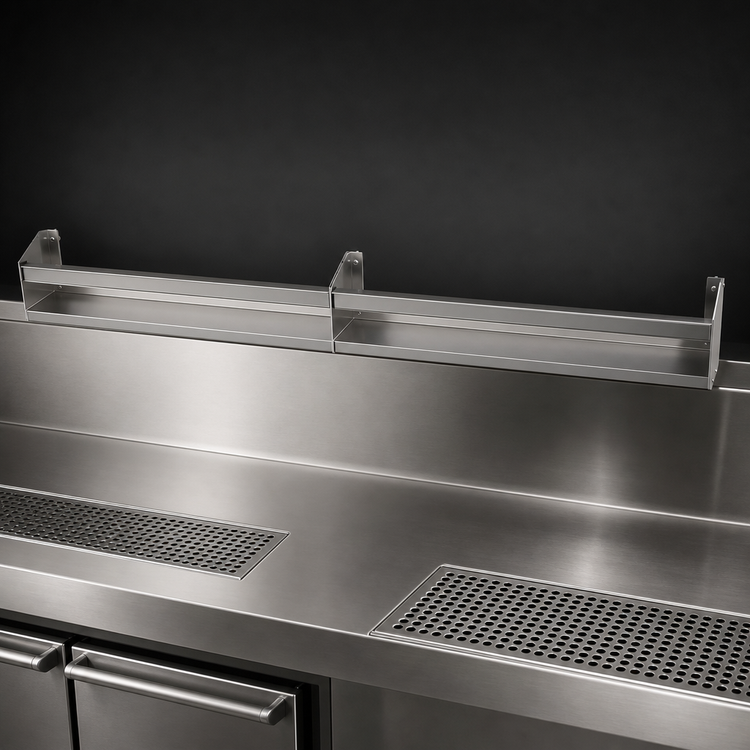 Product image #4 for Glastender 73-Inch Single Stainless Steel Speed Rail with PVC Sound-Deadening Covers