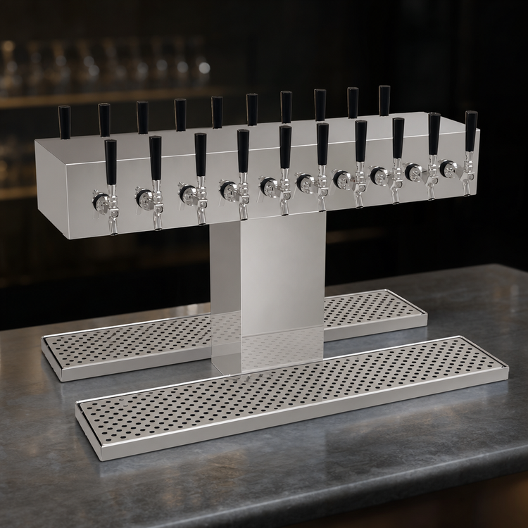 Product image #4 for Glastender DT-20-MFR Double-Sided Single-Column Countertop Draft Dispensing Tower, 20 Faucets, Mirror Finish