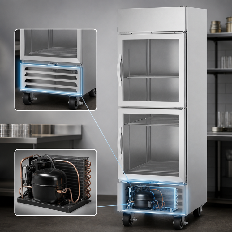 Product image #4 for Beverage-Air Horizon Series HBR23HC-1-HG One-Section Reach-In Refrigerator with Two Right-Hand Glass Half Doors, 23.32 Cu. Ft., Bottom-Mount Self-Contained Refrigeration