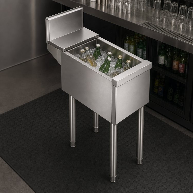 Product image #4 for Top Shelf TSD Series Insulated Underbar Bottle Storage Bin, 12 Inch Wide x 24 Inch Deep x 36.5 Inch High, Open Chest, Stainless Steel