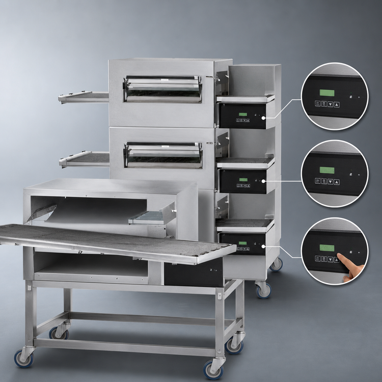 Product image #4 for Lincoln Foodservice Impinger II 1100 Series Triple Stack Gas Pizza Conveyor Oven Package