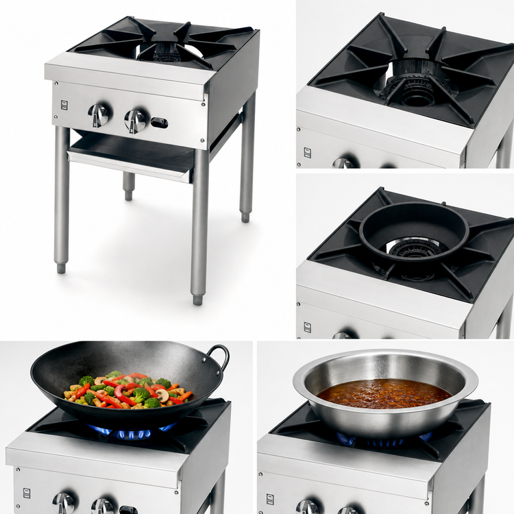 Product image #4 for Supreme 18-Inch Stainless Steel Stock Pot Stove with Three-Ring Burner