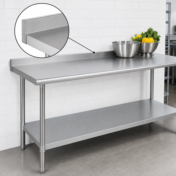 Product image #4 for Duke Deluxe Series Stainless Steel Work Table with 1-1/8-Inch Straight Riser, 144 x 30 Inch, Galvanized Undershelf